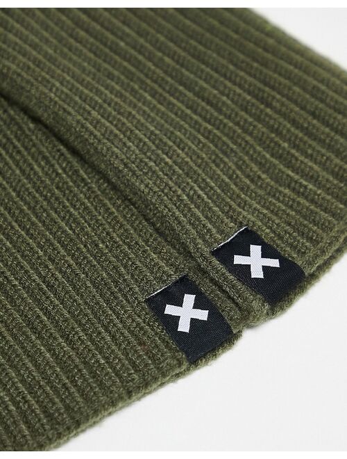 COLLUSION Unisex knitted mittens in khaki