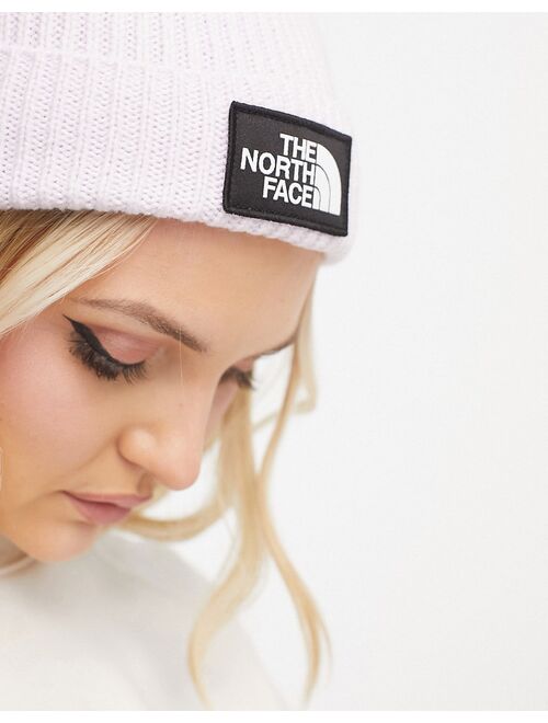 The North Face Logo Box Cuffed beanie in lilac