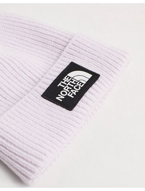 The North Face Logo Box Cuffed beanie in lilac