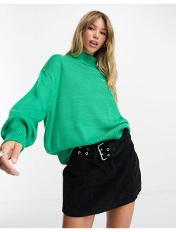 oversized high neck sweater in green
