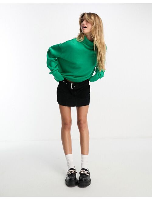 ASOS DESIGN oversized high neck sweater in green