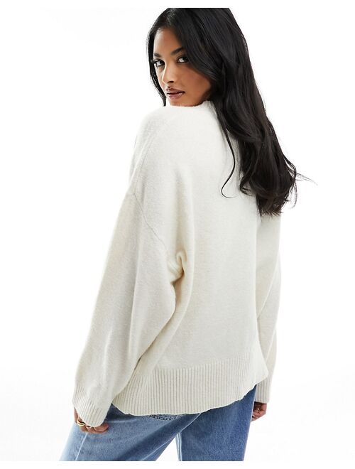 Stradivarius chunky knit sweater in stone