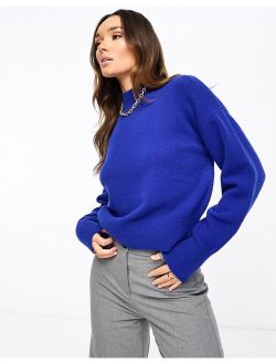 & Other Stories mock neck sweater in bright blue