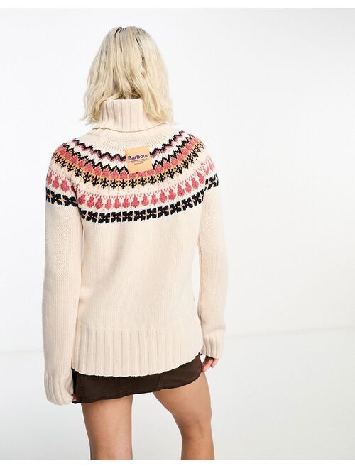 Barbour x ASOS exclusive roll neck fairisle knit sweater in oat