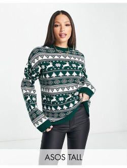 ASOS Tall ASOS DESIGN Tall Christmas sweater in fairisle pattern