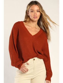 Falling For The Season Rust Brown Reversible Sweater
