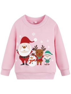 Akyzic Little Girls Sweatshirts Cotton Long Sleeve Crewneck Pullover Toddler Kids Winter Warm Shirt Sweater Tops 2t-8t