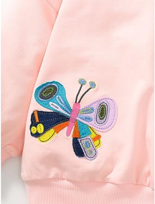 Akyzic Little Girls Sweatshirts Cotton Long Sleeve Crewneck Pullover Toddler Kids Winter Warm Shirt Sweater Tops 2t-8t