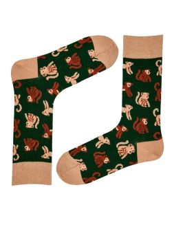 Men's Monkey Novelty Colorful Unisex Crew Socks with Seamless Toe Design, Pack of 1