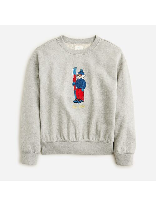 J.Crew Kids' embroidered "ski dog" graphic crewneck sweatshirt