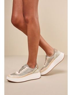 Dolce Vita Dolen Dark Taupe Nylon Platform Sneakers