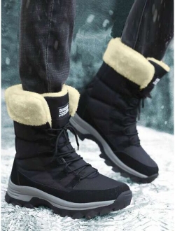 Winter Snow Boots For Men And Women, Thick Warm Fur Lined Waterproof Boots, High-top Anti-slippery Large Size Shoes