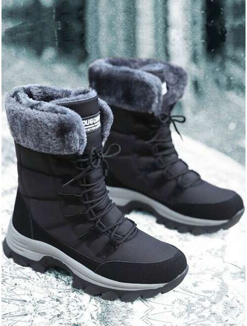 Shein Winter Snow Boots For Men And Women, Thick Warm Fur Lined Waterproof Boots, High-top Anti-slippery Large Size Shoes