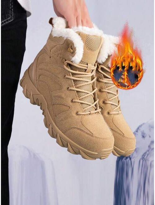 Shein Men's Winter Warm Snow Boots, Jungle Combat Resistant Boots