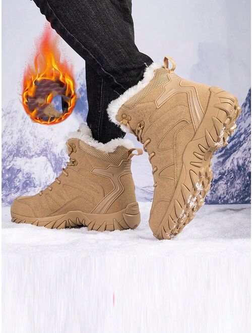 Shein Men's Winter Warm Snow Boots, Jungle Combat Resistant Boots