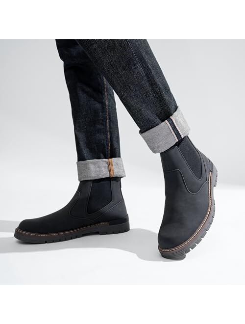 Jousen Mens Boots Retro Chelsea Boots Mens Slip On Fashion Boots for Men