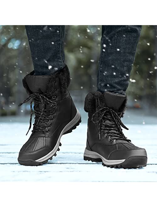 MEHOTO Men Women Warm Snow Boots, Soft Warm Sole Fur Lined Waterproof Anti Klip Winter Ankle Hiking Climping Walking Booties