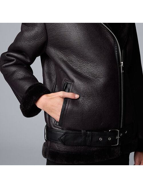 Women's Simply Vera Vera Wang Faux Leather Moto Jacket