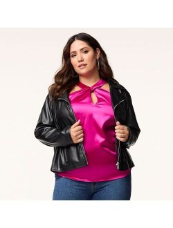 Plus Size INTEMPO Faux-Leather Biker Jacket