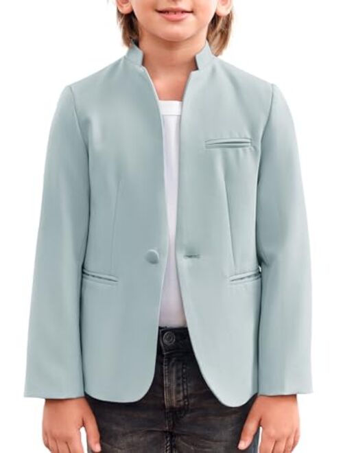 Batermoon Kids Boys Blazers Casual One-Button Suit Jacket for Wedding Birthday Prom 5-14 Years