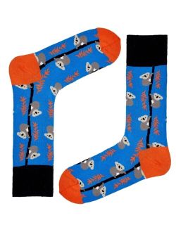 Men's Koala Novelty Colorful Unisex Crew Socks with Seamless Toe Design, Pack of 1