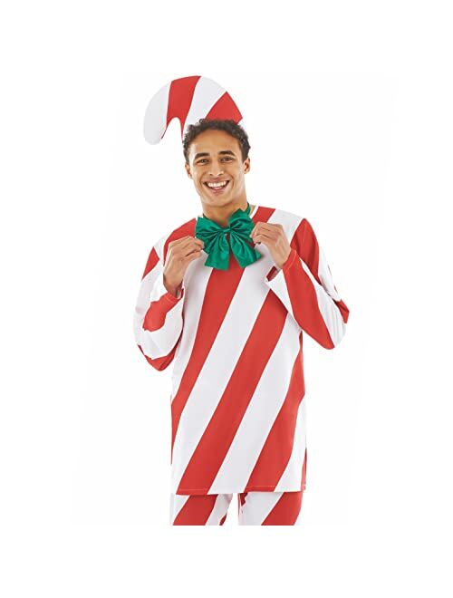 Fun Shack Candy Cane Adult Costume, Candy Cane Outfit, Candy Costume Adult Men, Mens Candy Cane Costume