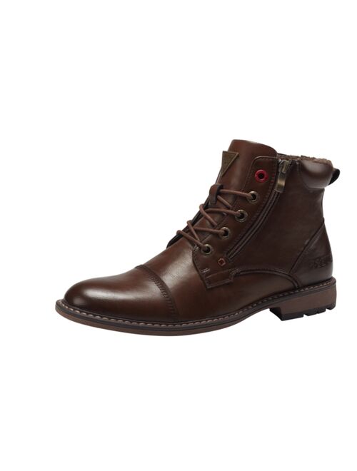 GUESS Men's Samwell Cap Toe Lace Up Casual Boots
