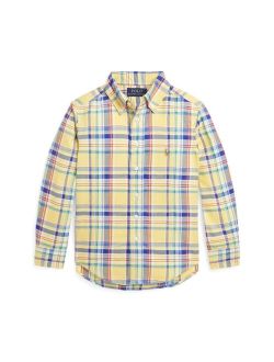 Toddler and Little Boys Plaid Cotton Oxford Shirt
