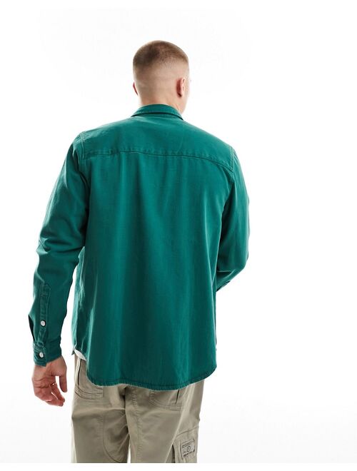 ASOS DESIGN relaxed denim shirt in dark green