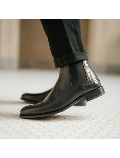 Crocs Taft Men's Hiro Leather and Embossed Croc Detailing Chelsea Boots