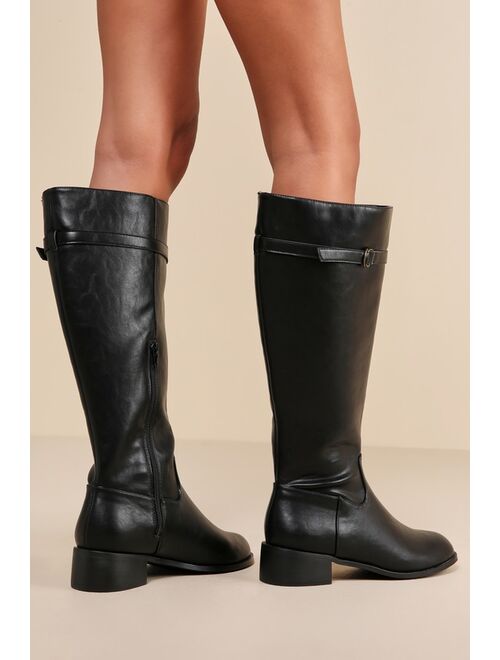 Lulus Cedrina Black Knee-High Boots