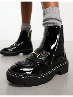 quilted loafer boot in black