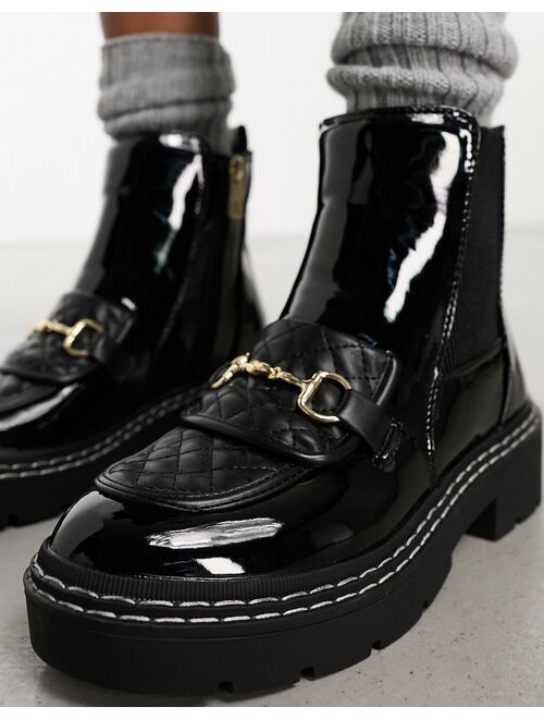 River Island quilted loafer boot in black