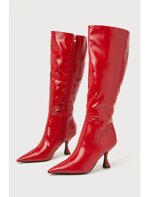 Billini Margaret Crimson Pointed-Toe Knee-High Boots