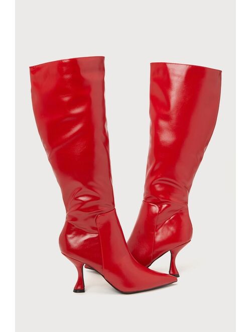 Billini Margaret Crimson Pointed-Toe Knee-High Boots