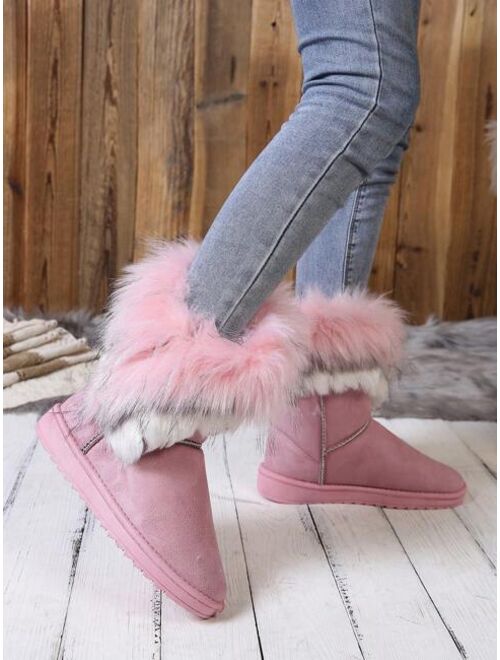 LingshangTide Women's Stylish Warm Thickened Fur Lined Snow Boots
