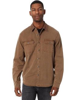 Corduroy Collar Washed Workwear Long Sleeve Shirt