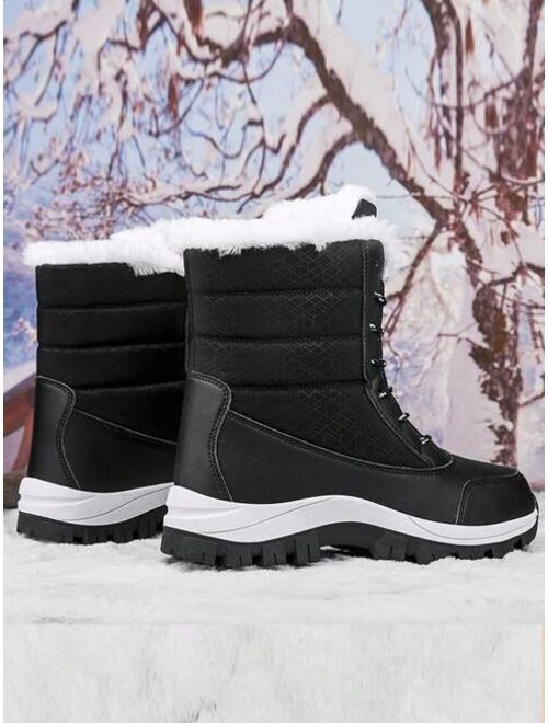 ThankForYou Shoes New High-top Slip-resistant Thickened And Fleece-lined Women's Snow Boots For Outdoor Sports, Hiking And Travelling