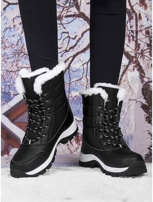 ThankForYou Shoes New High-top Slip-resistant Thickened And Fleece-lined Women's Snow Boots For Outdoor Sports, Hiking And Travelling