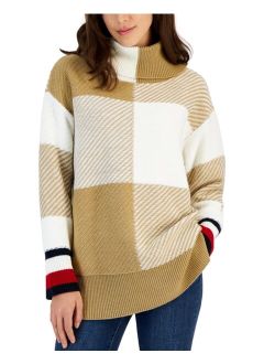 Women's Colorblocked Turtleneck Tunic Sweater