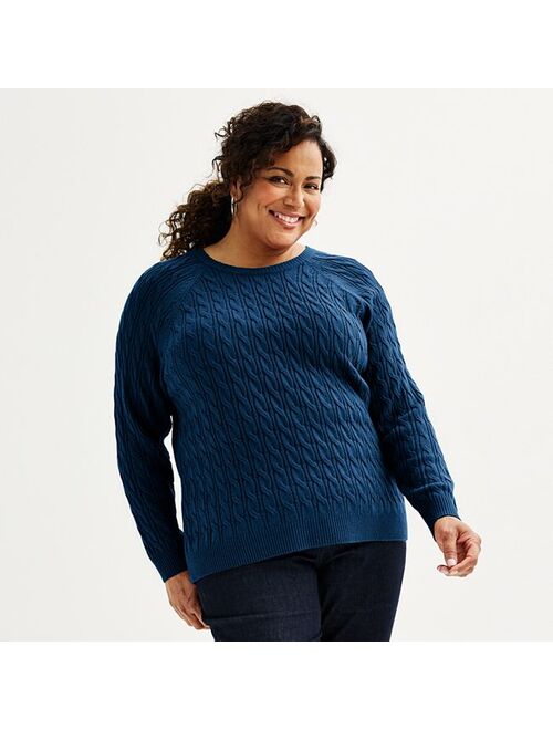 Plus Size Croft & Barrow The Extra Soft Cabled Crew Neck Sweater