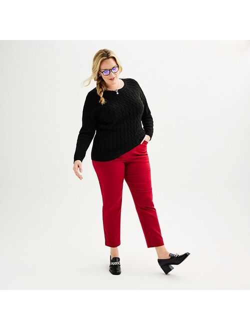 Plus Size Croft & Barrow The Extra Soft Cabled Crew Neck Sweater