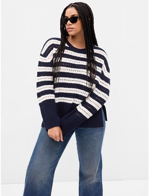 Gap 24/7 Split-Hem Crochet Sweater