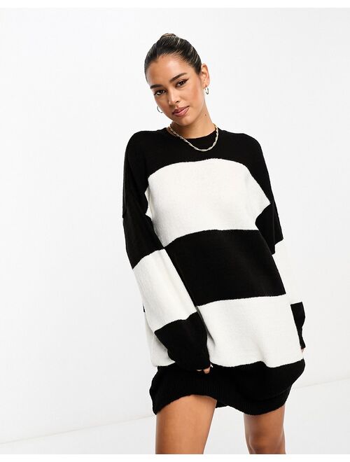 ASOS DESIGN knit sweater mini dress with crew neck in stripe