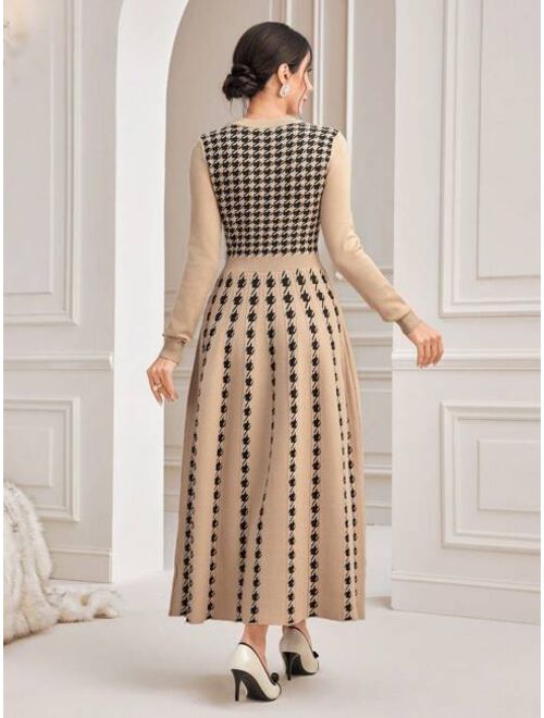 SHEIN Modely Geo Pattern Sweater Dress