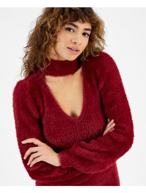 GUESS Women's Sadie Eyelash-Knit Sweater Dress
