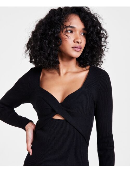 Bar III Women's Twist-Front Cutout Sweater Dress, Created for Macy's