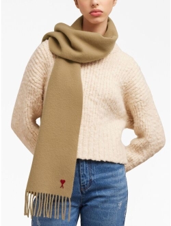 Ami de Coeur fringed-edge wool scarf
