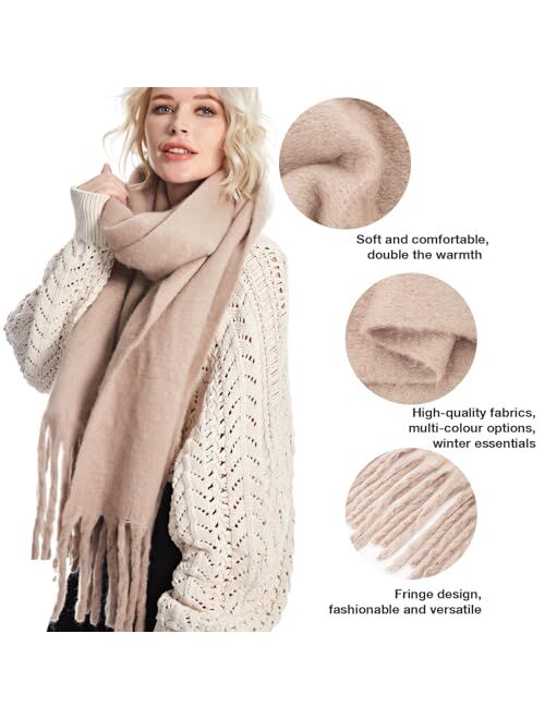 MissShorthair Oversized Chunky Scarf for Women Winter Warm Colorful Blanket Big Scarfs Plaid Thick Scarves Soft Fluffy Shawl