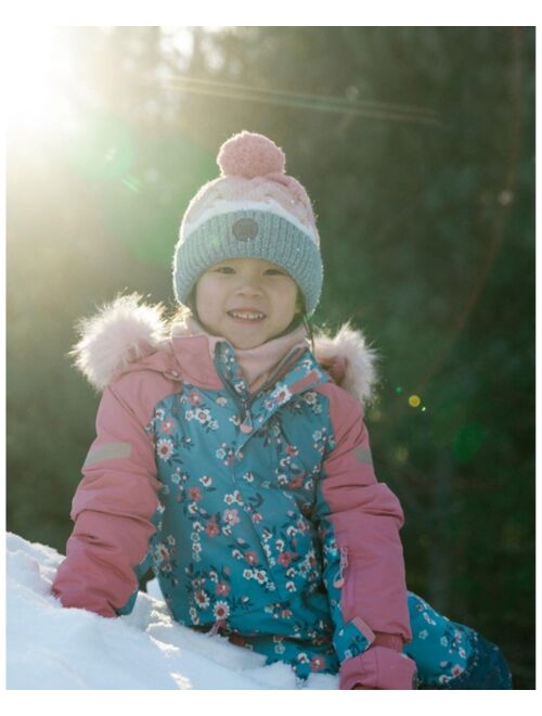 DEUX PAR DEUX Girl Pompom Winter Knit Hat Pink And Blue Gradient - Toddler|Child